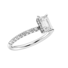 Womens | Solitaire Engagement Ring | 14K White Gold | 1.36 CTW Emerald Cut Lab Grown Diamond | G-VS
