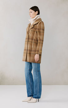 Kiana-P Plaid Moto Coat In Wool | Teak