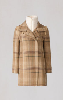 Kiana-P Plaid Moto Coat In Wool | Teak