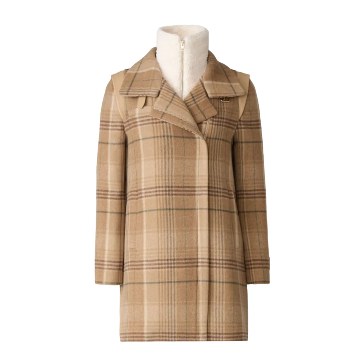 Kiana-P Plaid Moto Coat In Wool | Teak