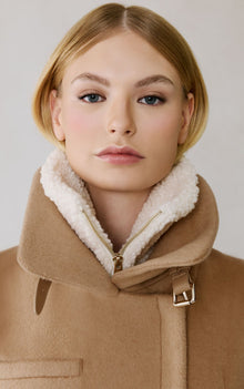 Kiana Moto Coat In Wool | Teak