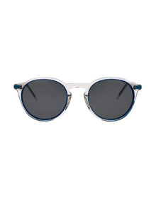 Womens | Eyeliner Round Sunglasses | Blue Lens | Crystal Blue