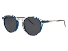Womens | Eyeliner Round Sunglasses | Blue Lens | Crystal Blue