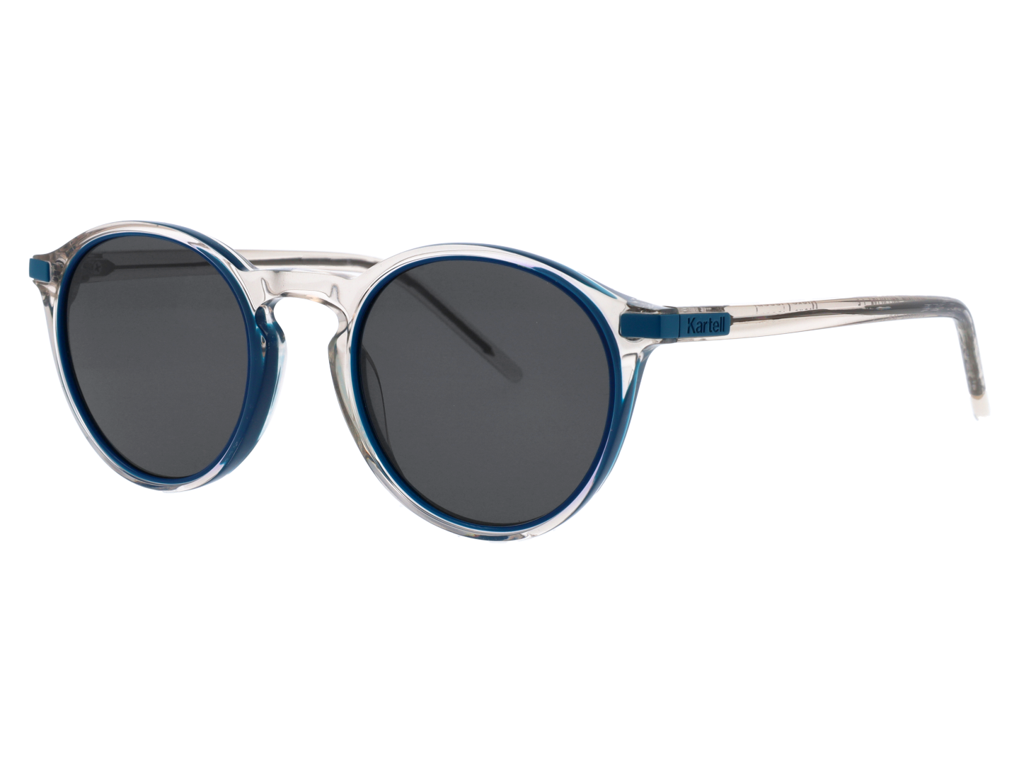 Womens | Eyeliner Round Sunglasses | Blue Lens | Crystal Blue