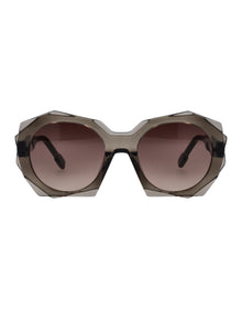 Unisex | Lamina Showpiece Round Sunglasses | Brown Lens | Dark Brown