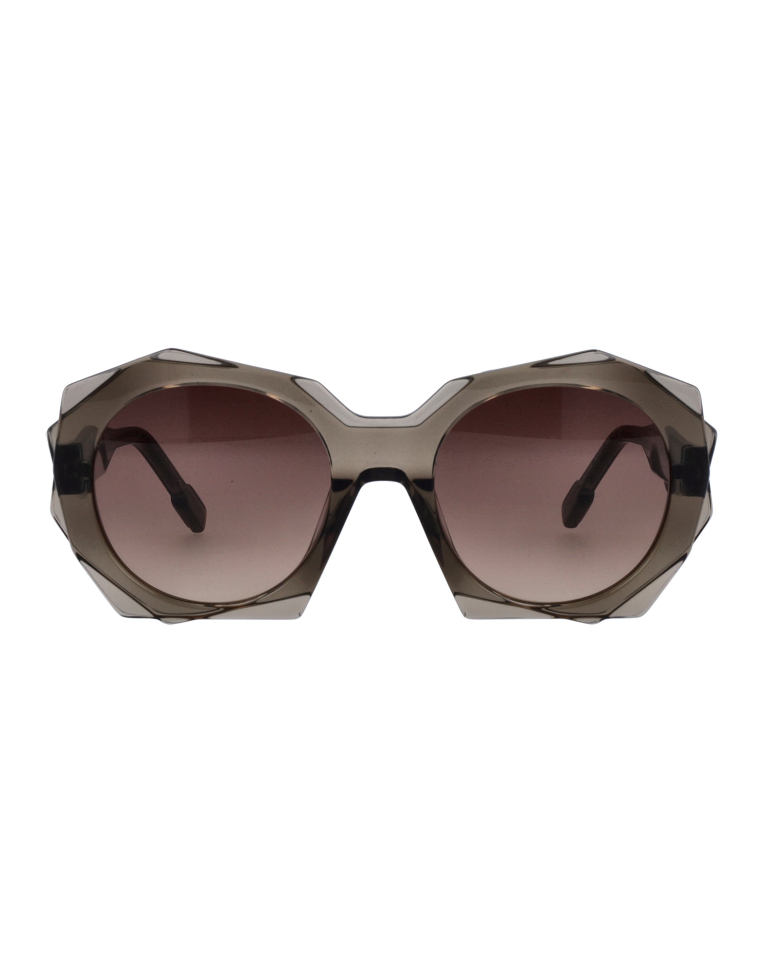 Unisex | Lamina Showpiece Round Sunglasses | Brown Lens | Dark Brown
