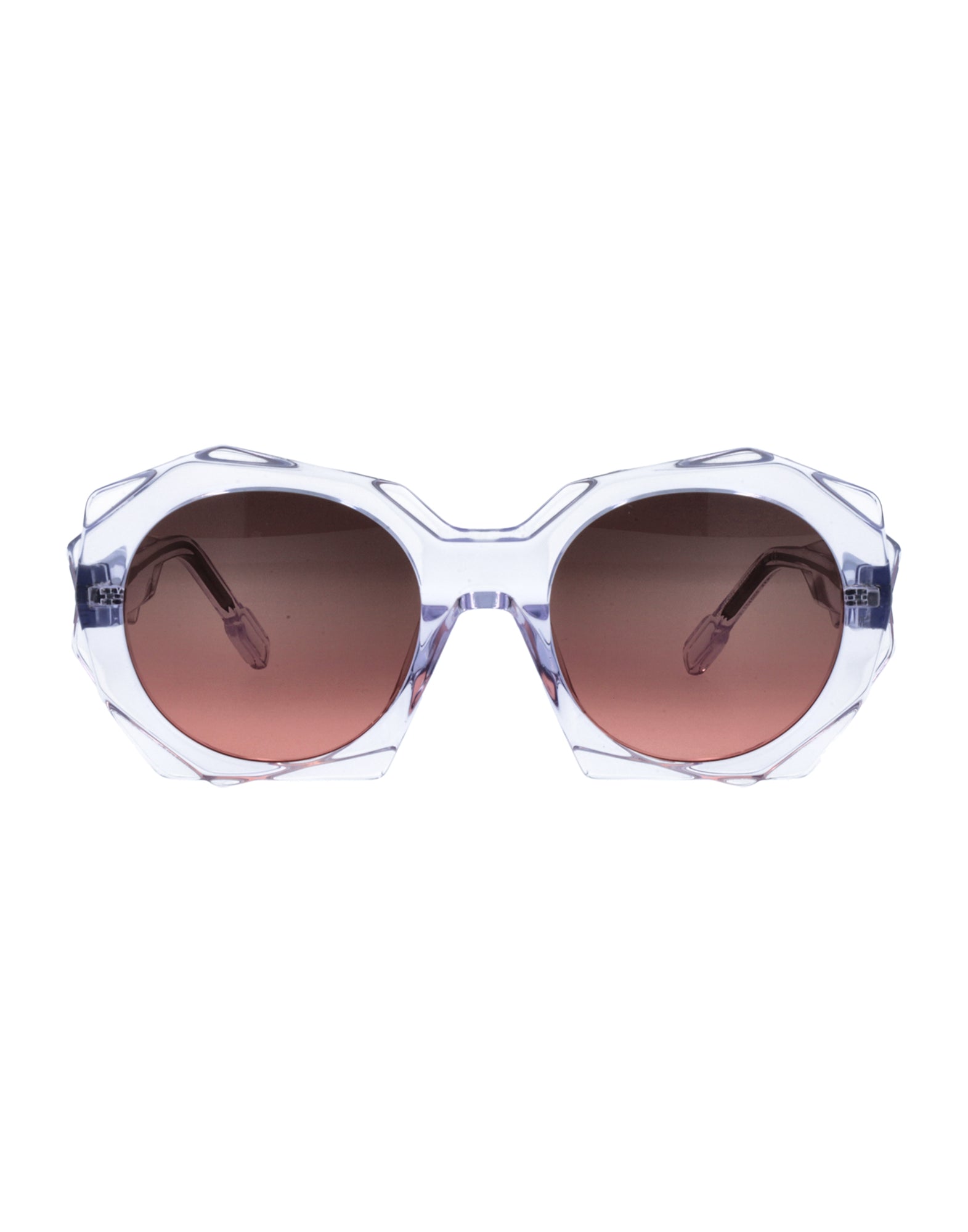 Unisex | Lamina Showpiece Round Sunglasses | Red Lens | Crystal