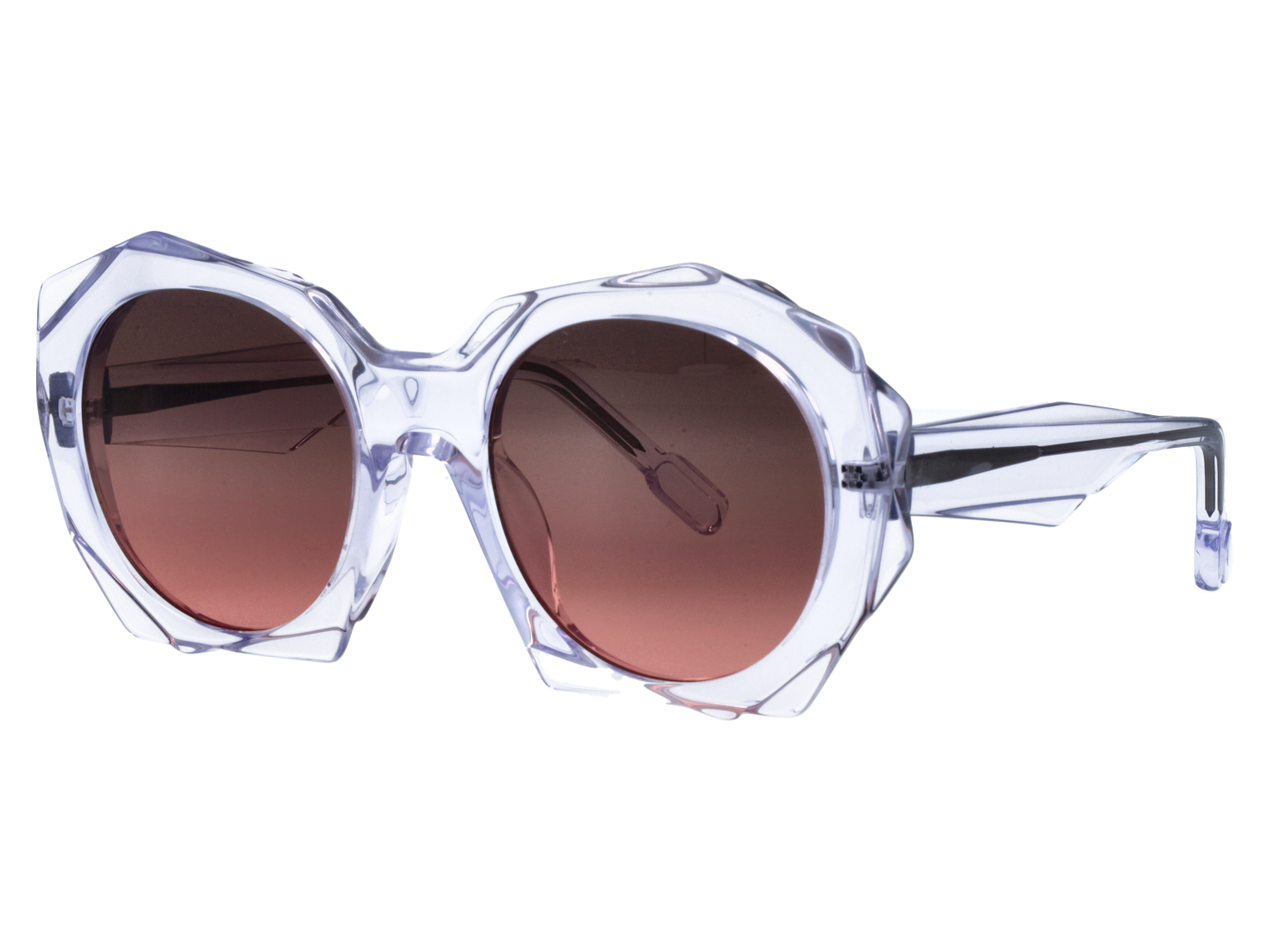 Unisex | Lamina Showpiece Round Sunglasses | Red Lens | Crystal