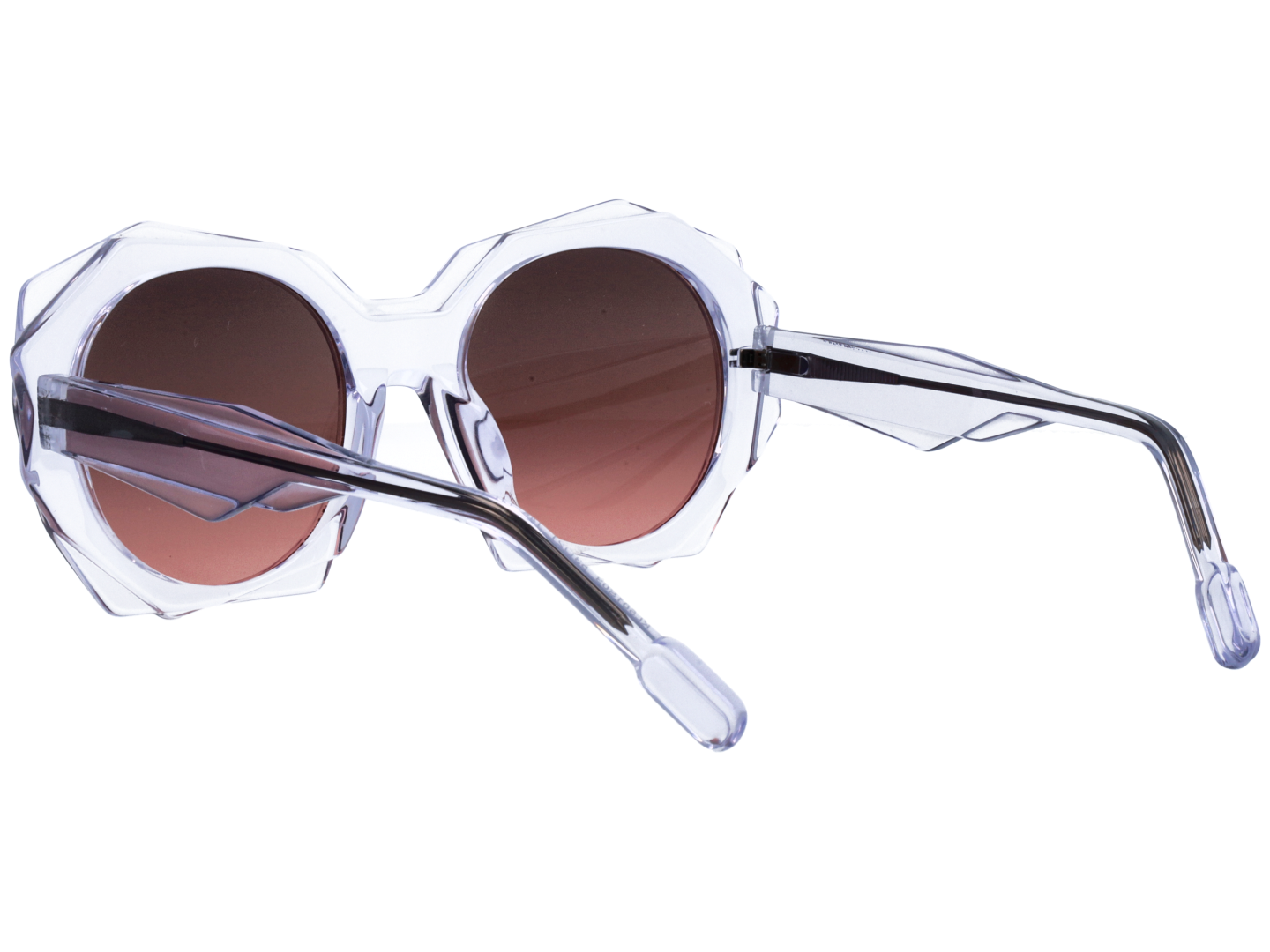 Unisex | Lamina Showpiece Round Sunglasses | Red Lens | Crystal