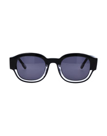 Unisex | Borderino Round Sunglasses | Grey Lens | Black