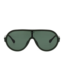 Unisex | Shield K Oval Sunglasses | Green Lens | Dark Green