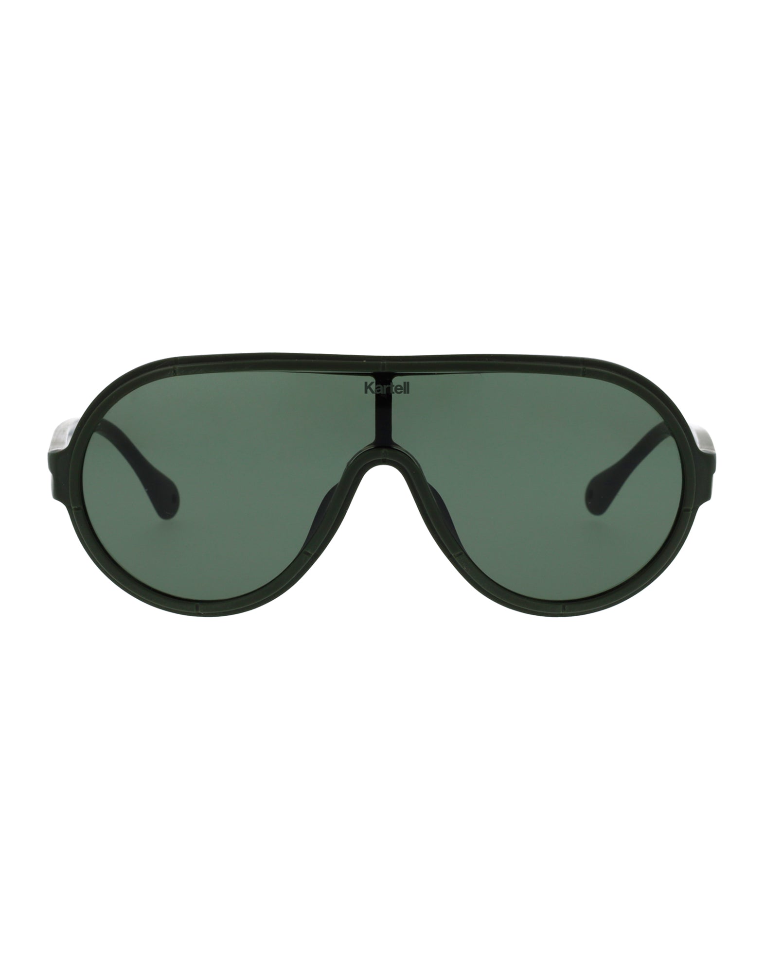 Unisex | Shield K Oval Sunglasses | Green Lens | Dark Green