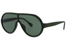 Unisex | Shield K Oval Sunglasses | Green Lens | Dark Green
