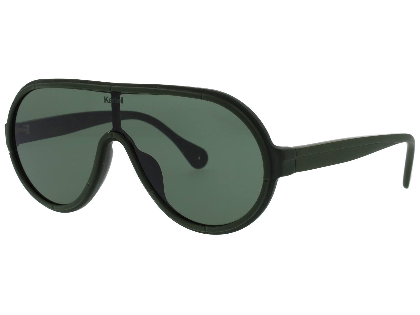 Unisex | Shield K Oval Sunglasses | Green Lens | Dark Green
