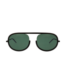 Mens | Loo-K Oval Sunglasses | Green Lens | Black