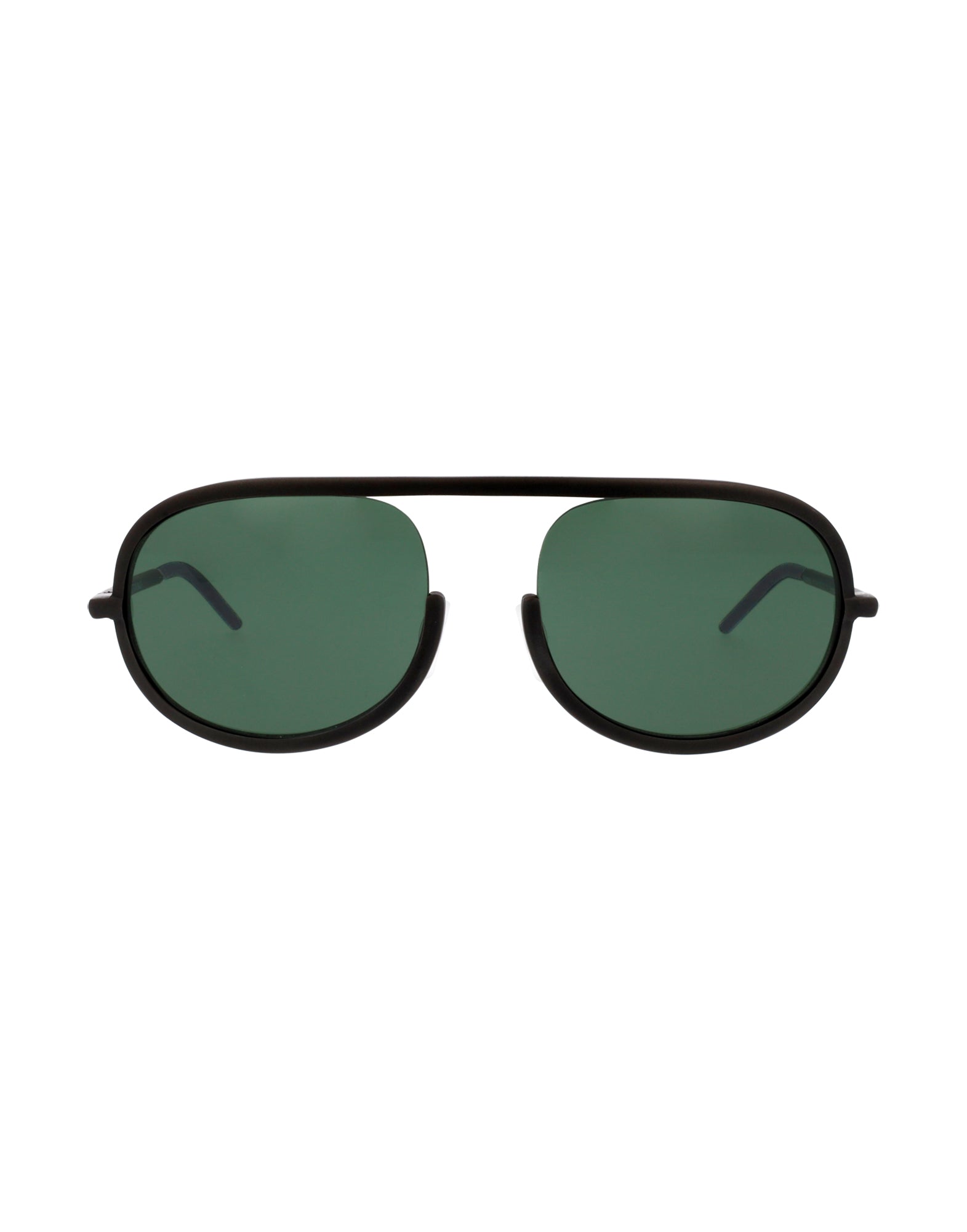 Mens | Loo-K Oval Sunglasses | Green Lens | Black