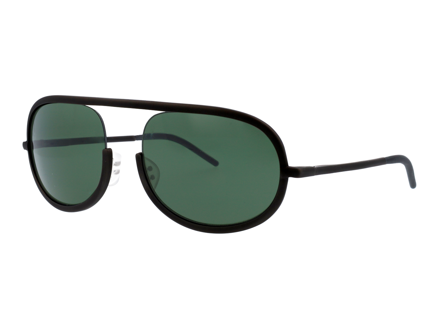 Mens | Loo-K Oval Sunglasses | Green Lens | Black