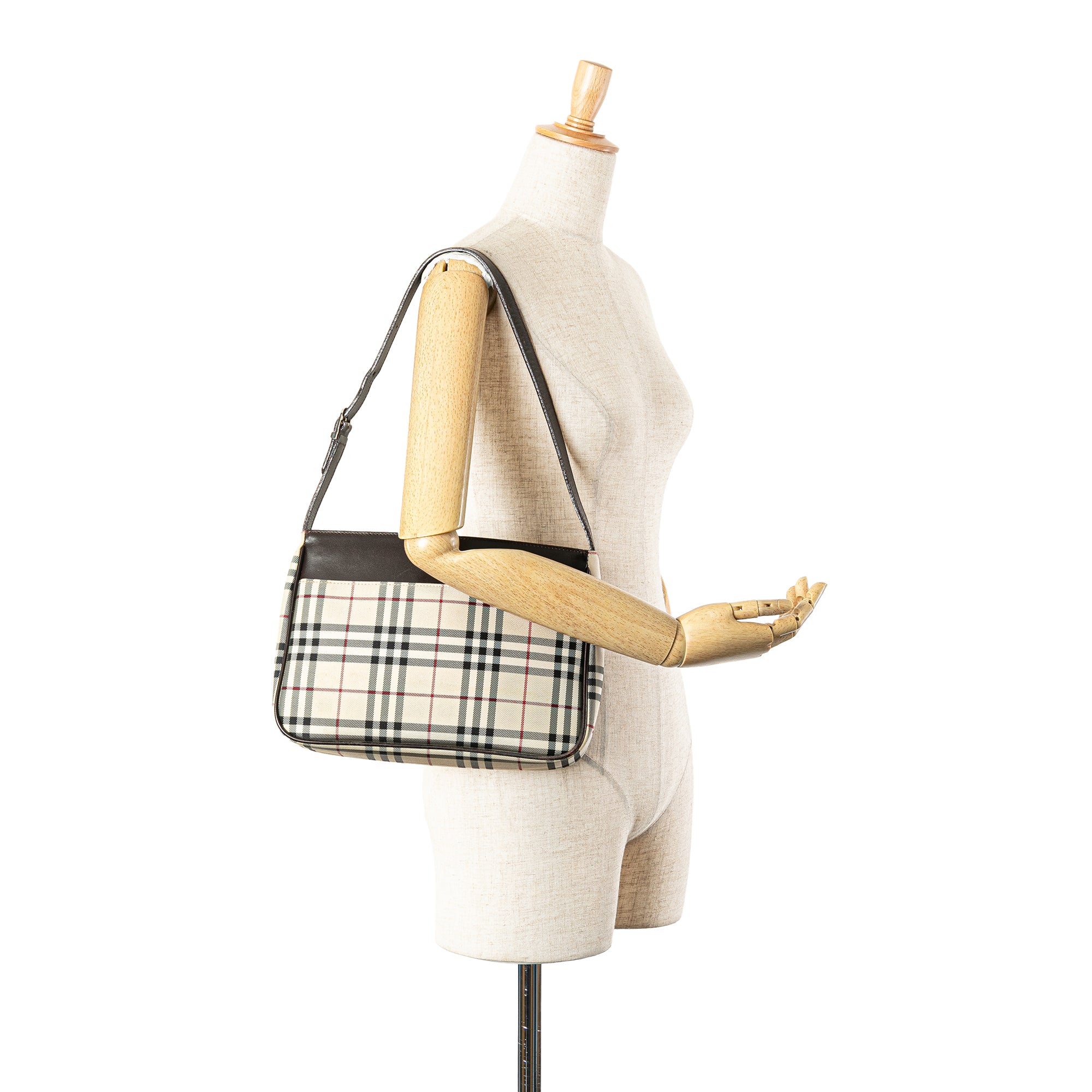 Burberry | Pre-Owned House Check Canvas Shoulder Bag | Brown/Beige