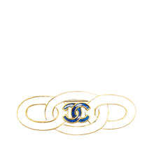 Chanel | Pre-Owned Gold Plated Enamel CC Brooch | White