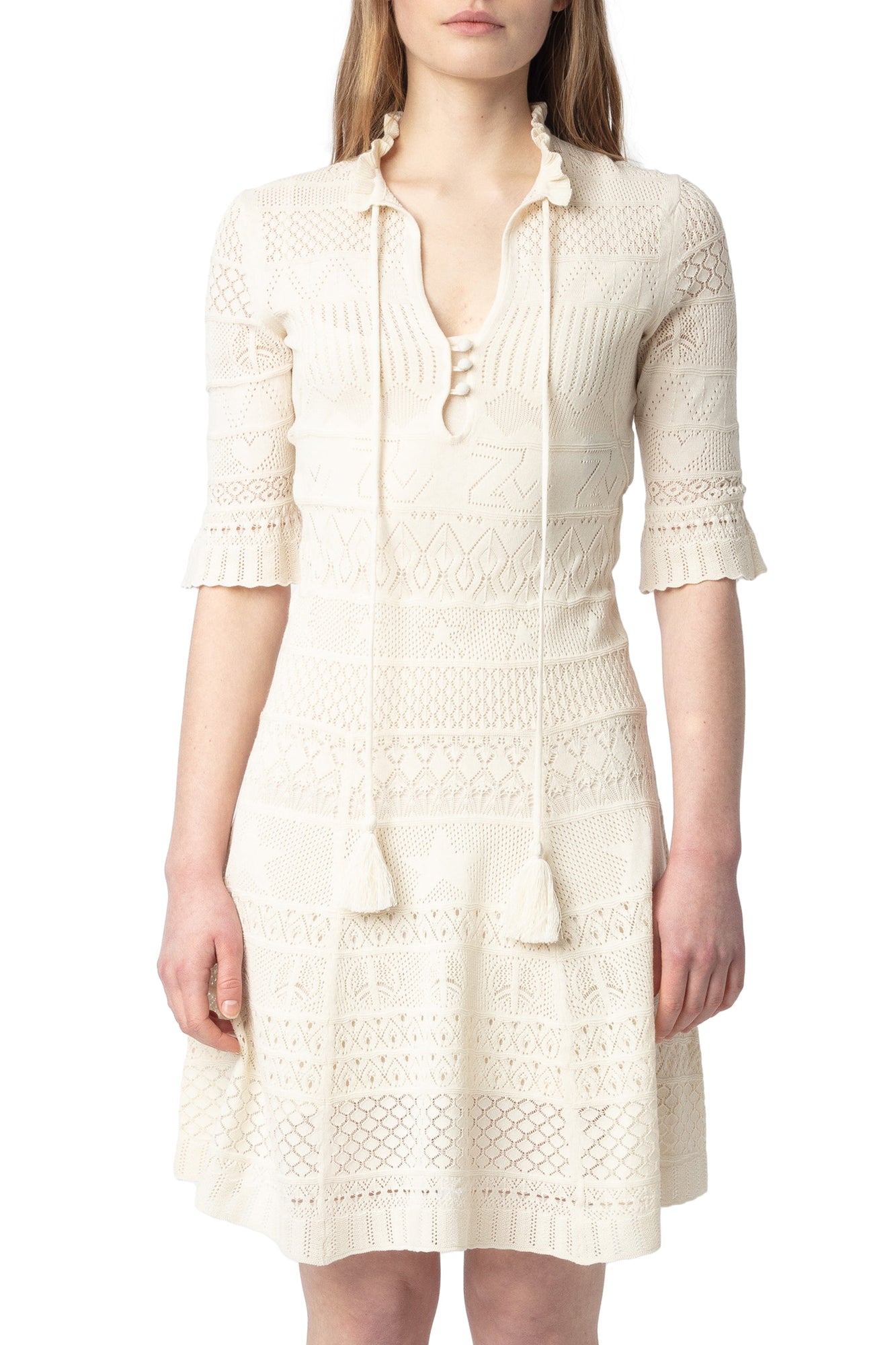 Memphisa CO Pointelle Dress | Ecru