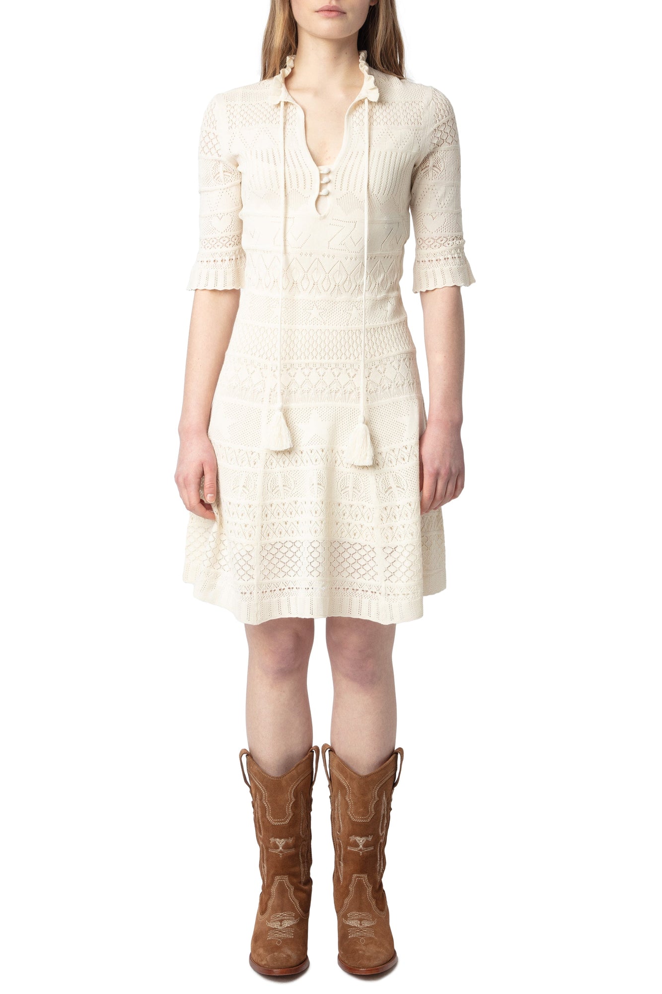 Memphisa CO Pointelle Dress | Ecru