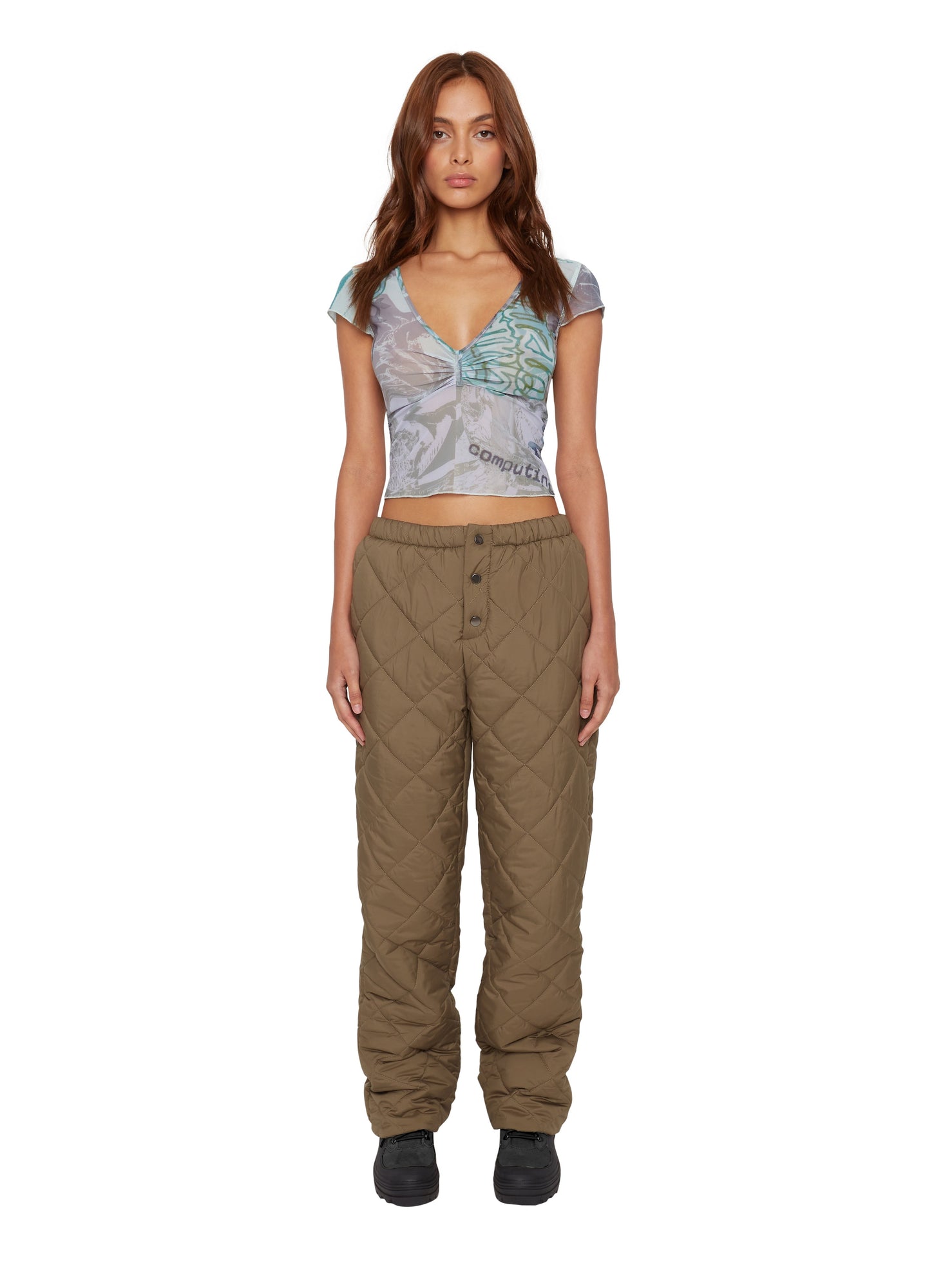Womens | Cap Sleeve V-Neck Top | Mint Lavender