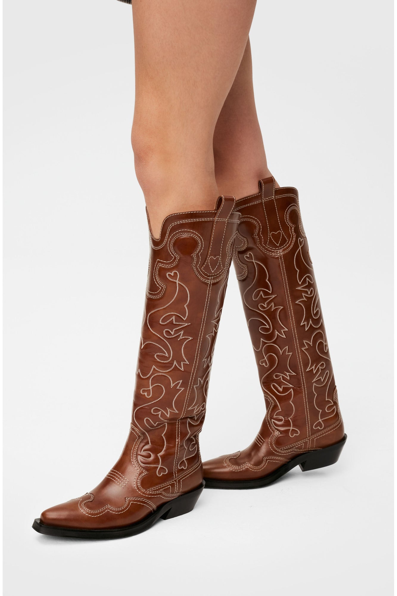 Knee High Embroidered Western Boots | Tiger's Eye