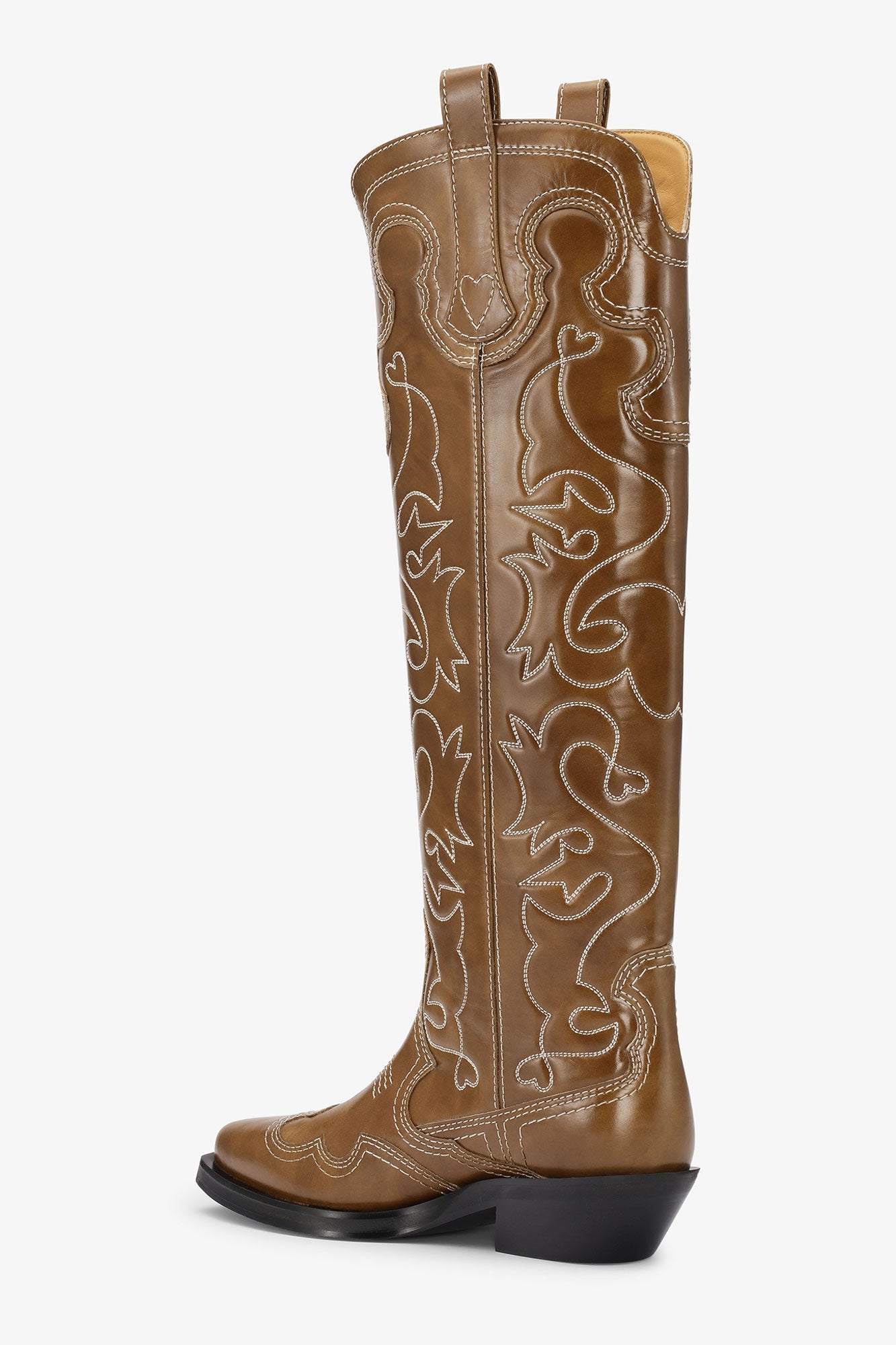 Knee High Embroidered Western Boots | Tiger's Eye