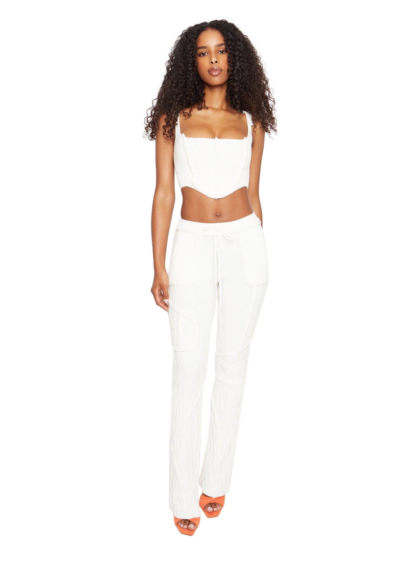 Womens | Knit Seamed Pants | White