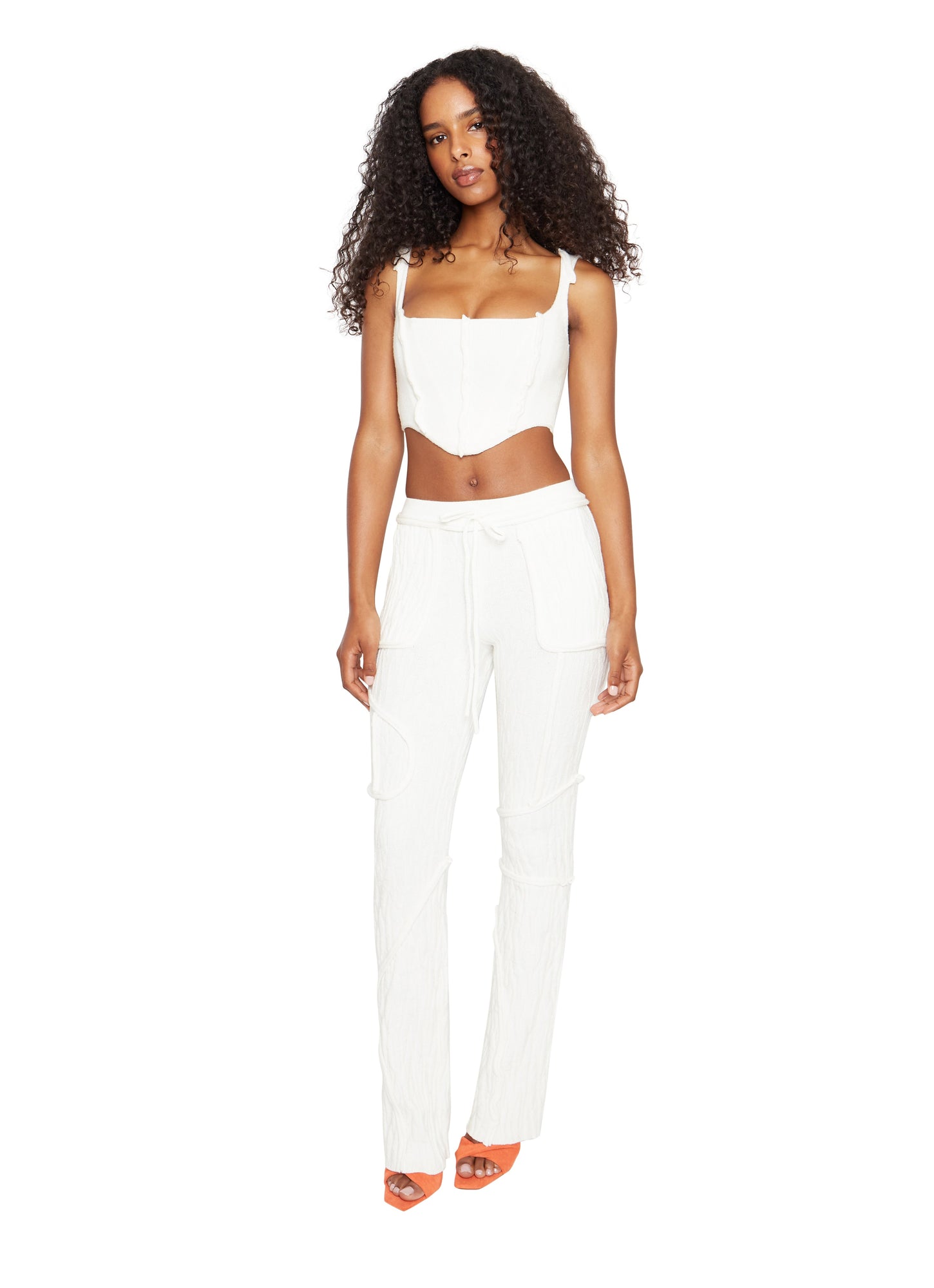Womens | Knit Seamed Pants | White