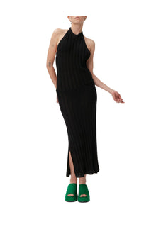 Knit Halter Midi Dress | Black