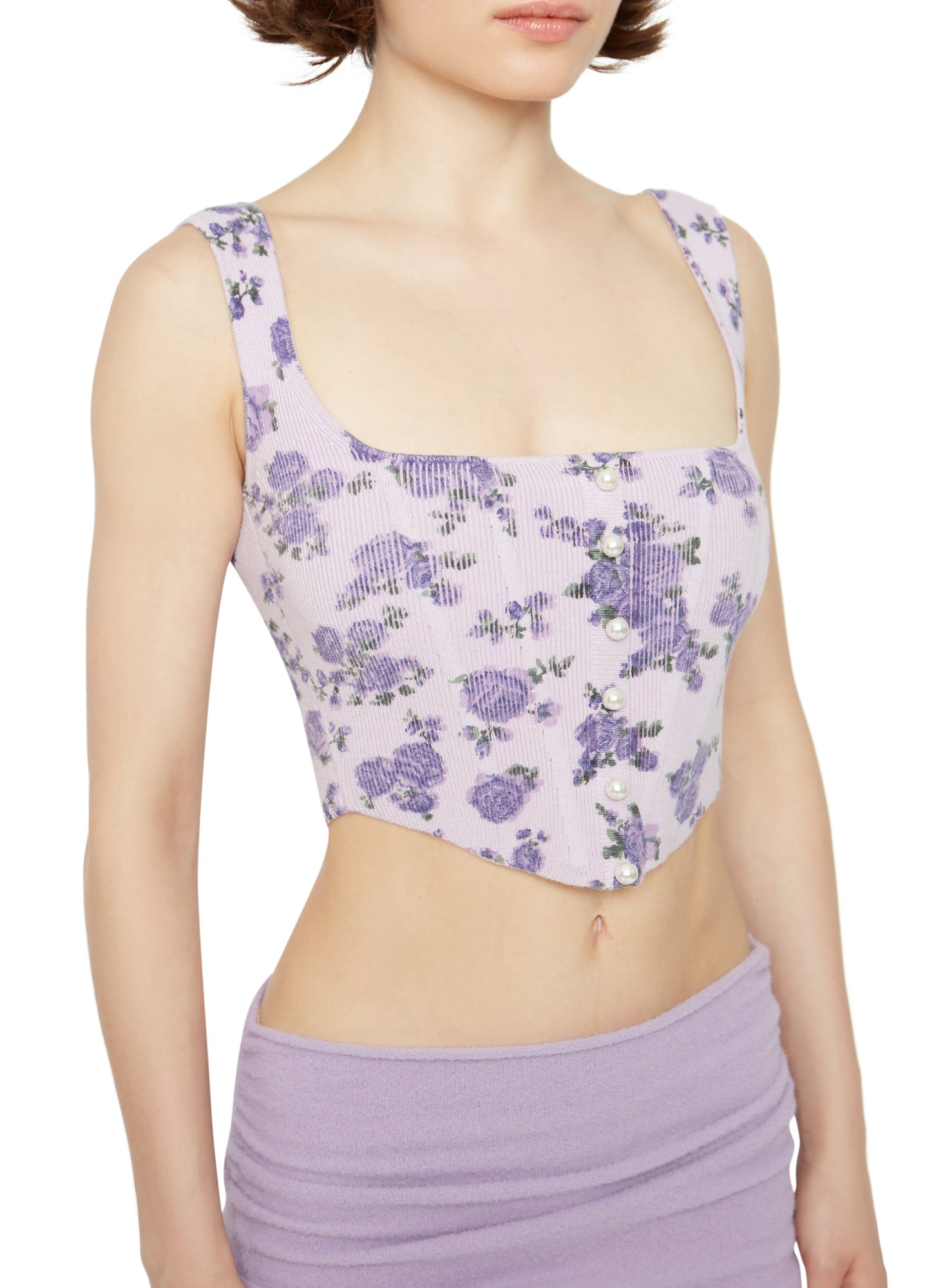 Womens | Knitted Corset | Lavender Floral