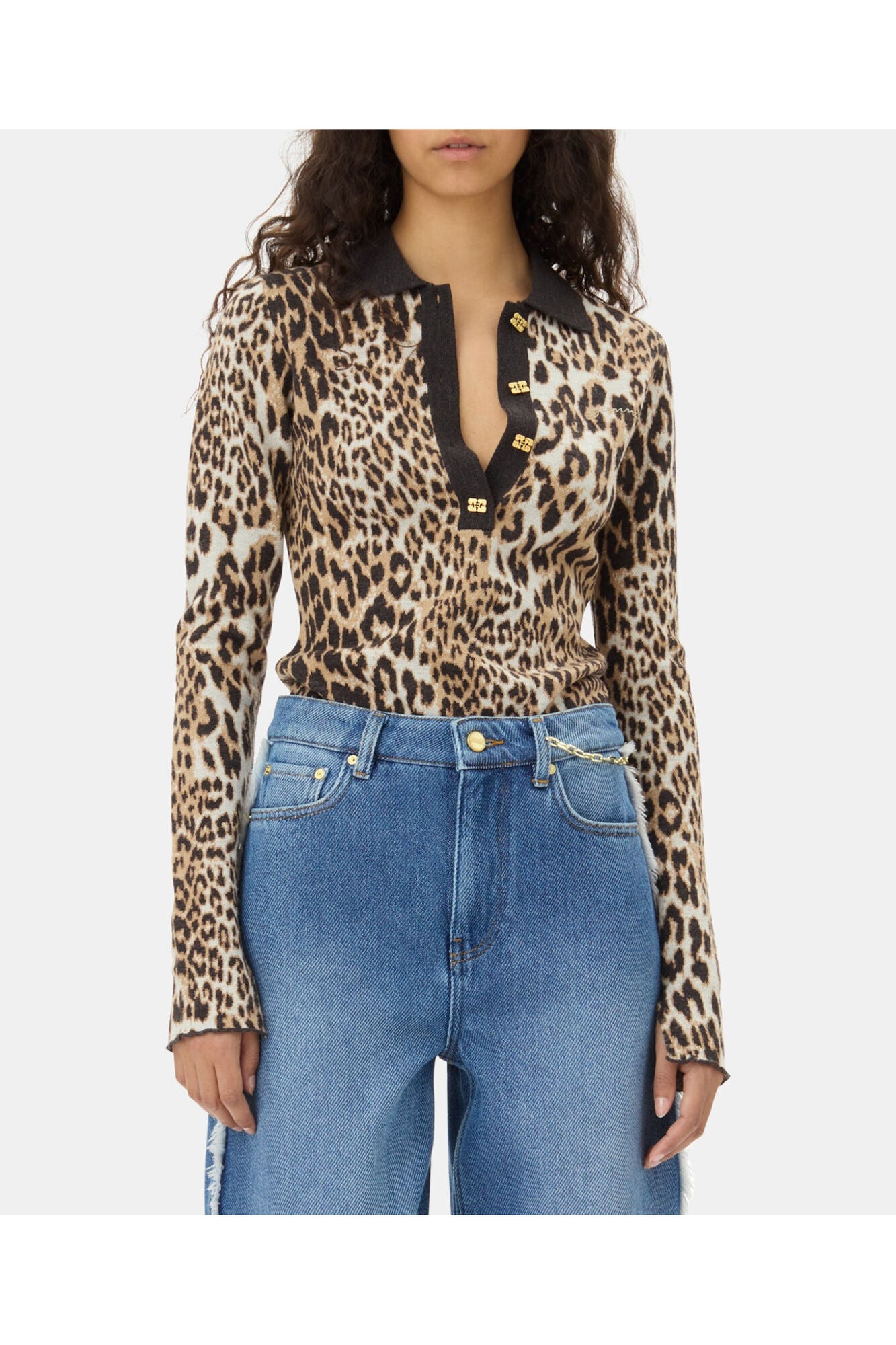 Knitted Polo Shirt | Leopard