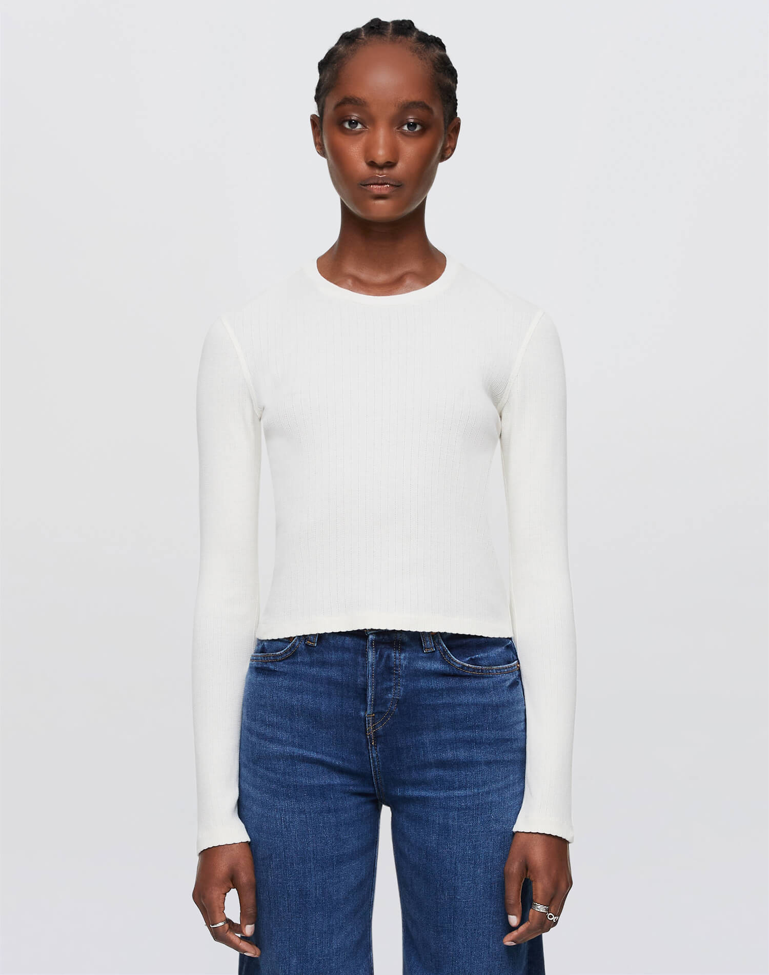 Womens | Hanes 90s Pointelle Baby Long Sleeve | Vintage White