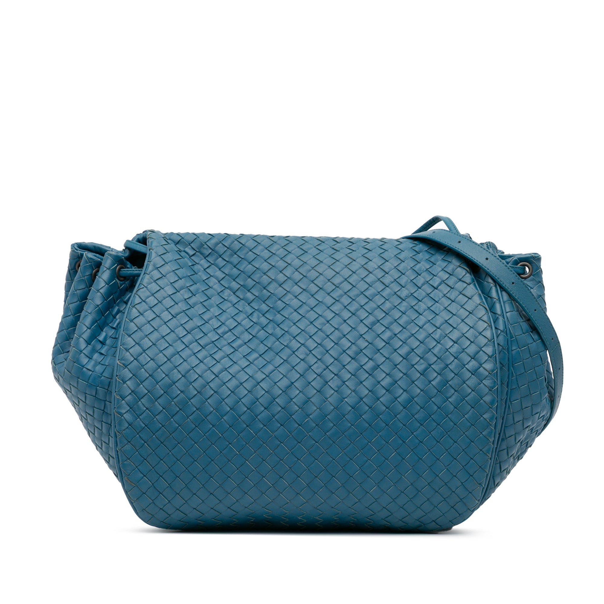 Bottega Veneta | Pre-Owned Nappa Intrecciato Flap Crossbody | Blue