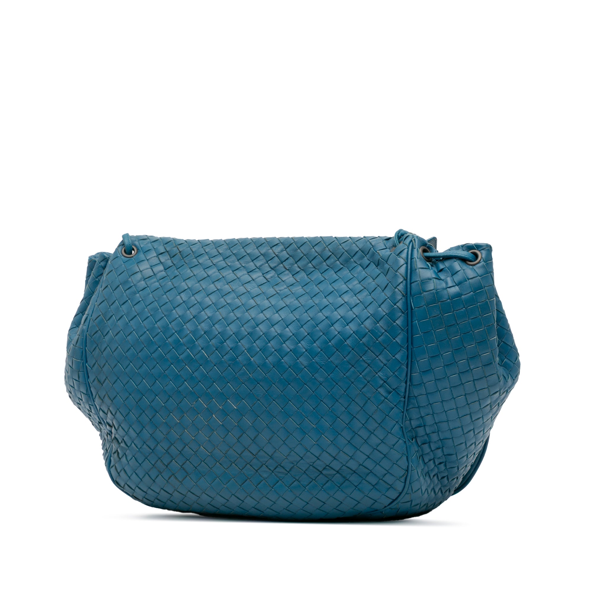Bottega Veneta | Pre-Owned Nappa Intrecciato Flap Crossbody | Blue