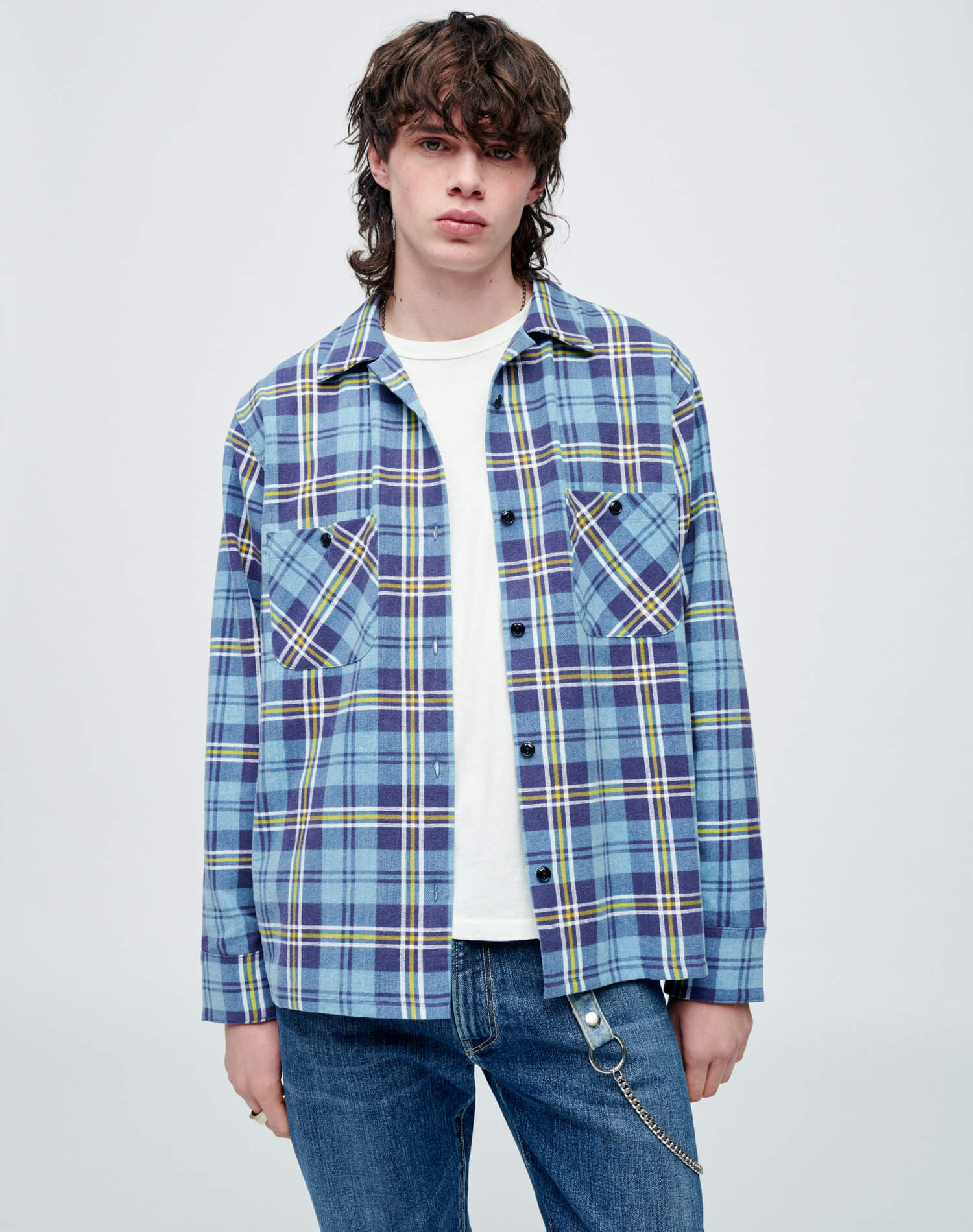 Mens | 50s Straight Bottom Shirt | Navy/Blue