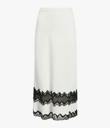 Another Tomorrow Lace Inset Skirt in White/Black – Viscose Women's Skirt