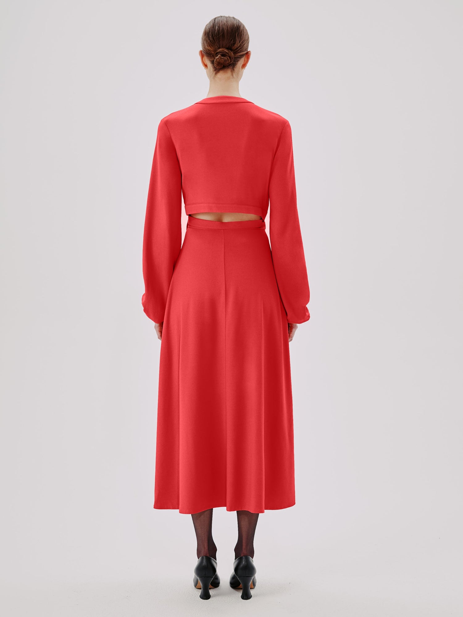 Another Tomorrow Lantern Sleeve Wrap Dress in Geranium – Viscose Women's Dress
