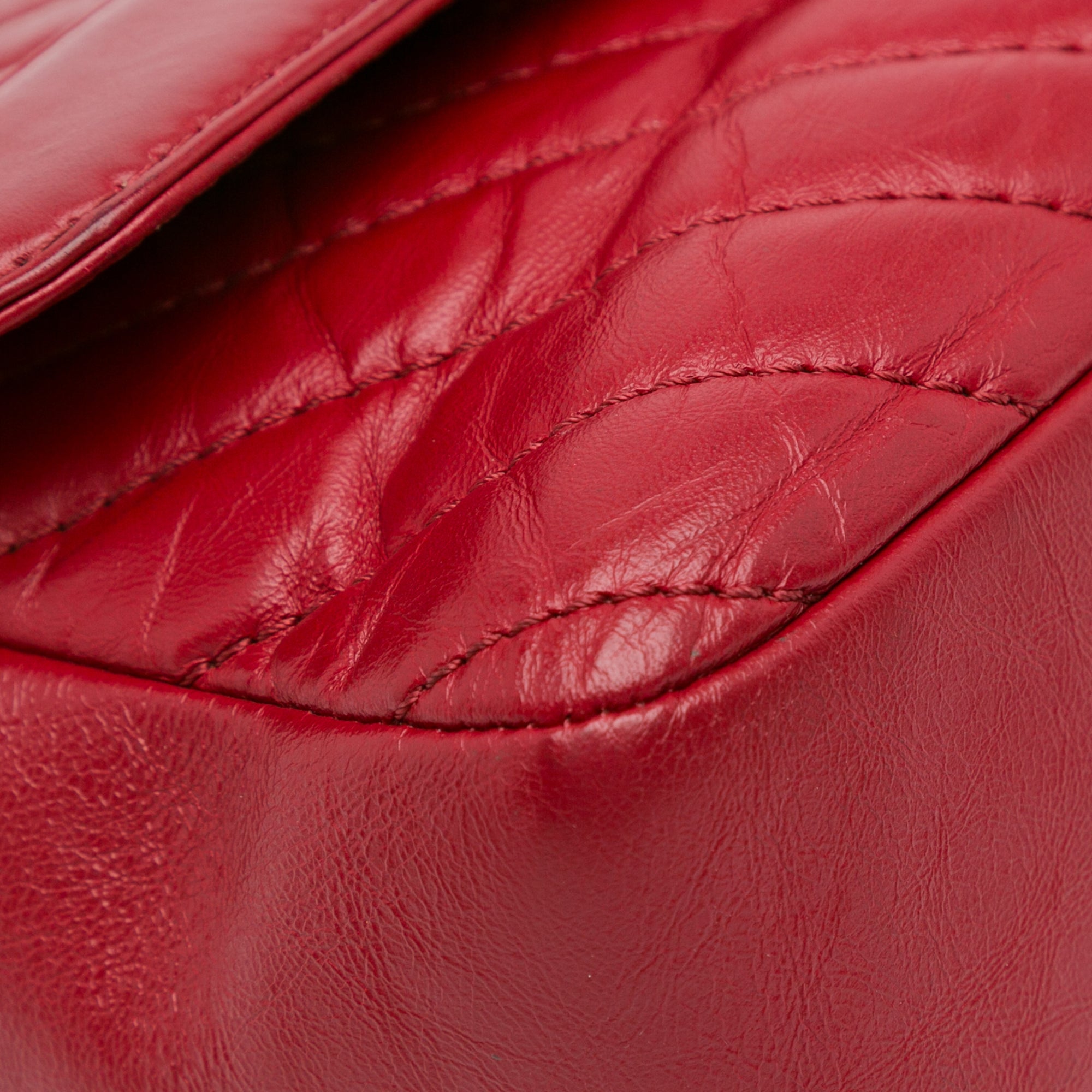 Chanel | Pre-Owned CC Chevron Calfskin Top Handle Flap | Red