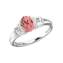 1.00 CT Oval/Baguette Lab-Grown Diamond | Engagement Ring | 14K Two Tone Gold | G Color | VS Clarity