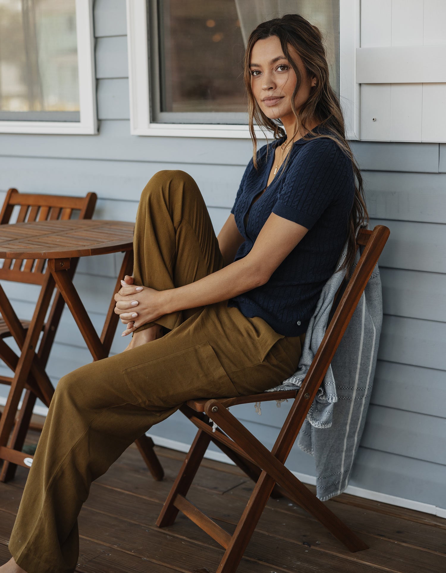 Women | Leukos Linen-Blend Drawcord Pant | Tobacco