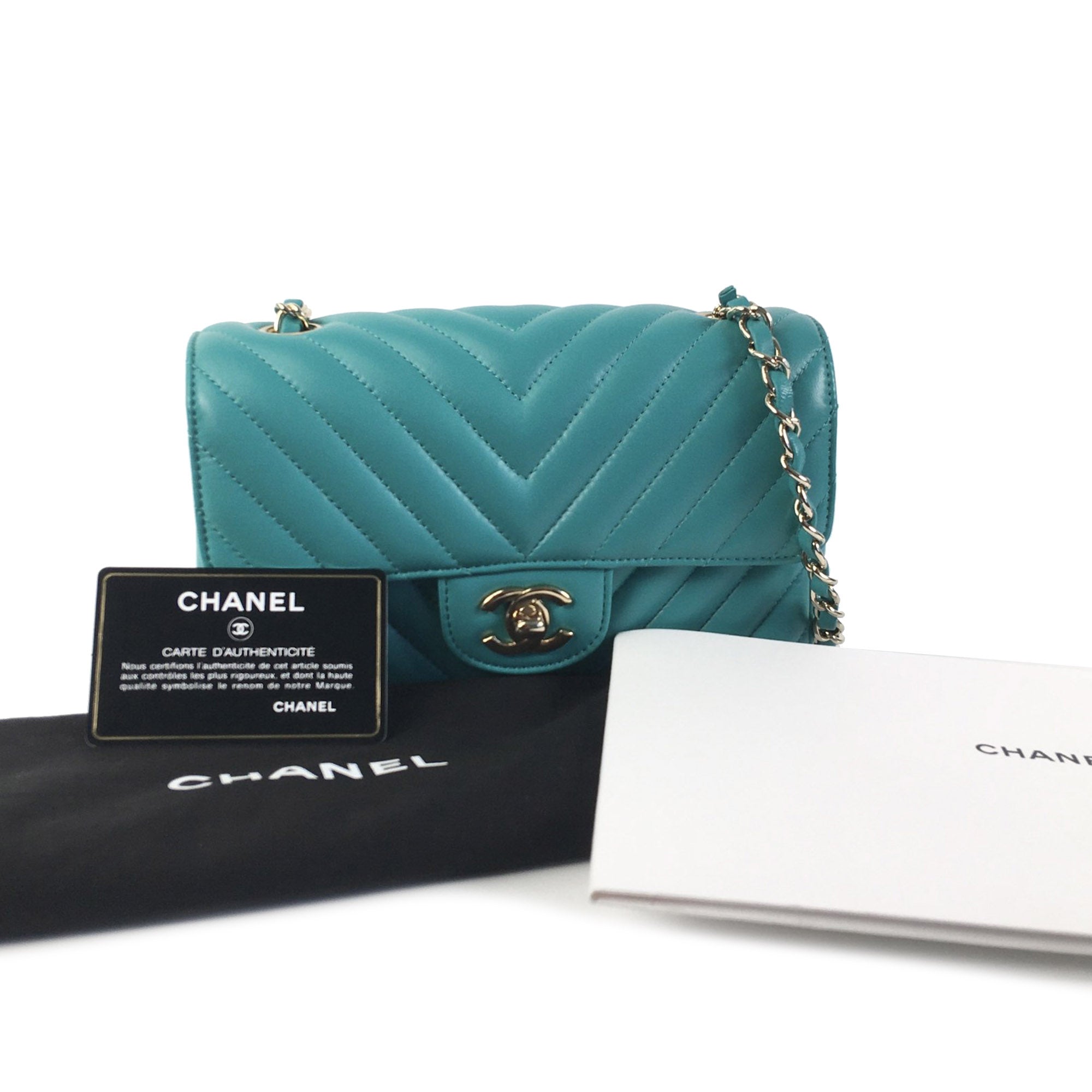 Chanel | Pre-Owned Mini Rectangular Chevron Lambskin Single Flap | Green