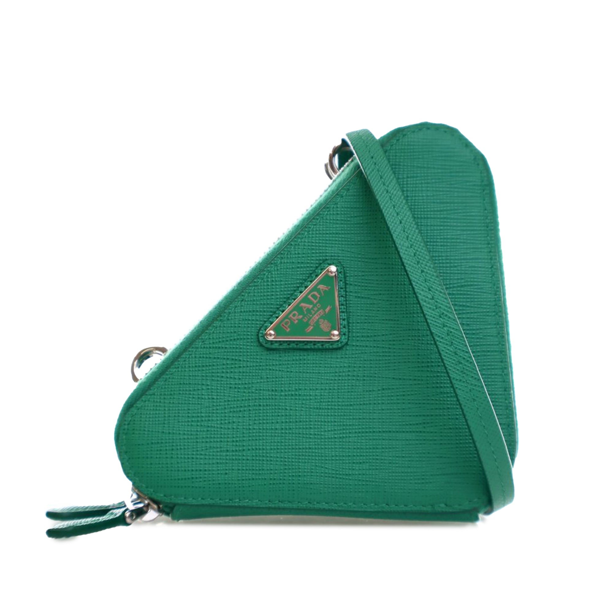 Prada | Pre-Owned Mini Saffiano Lux Double Triangle Satchel | Green