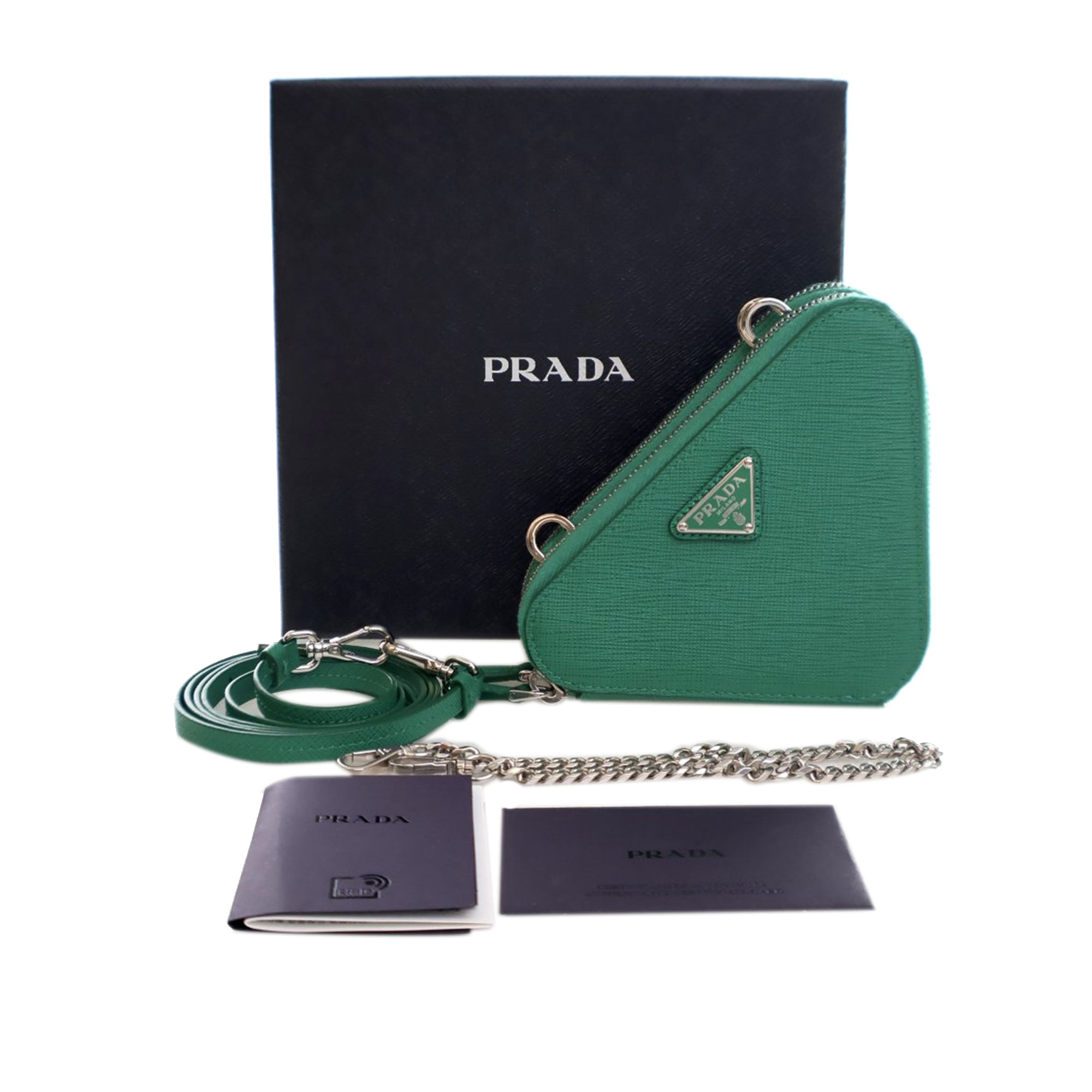 Prada | Pre-Owned Mini Saffiano Lux Double Triangle Satchel | Green