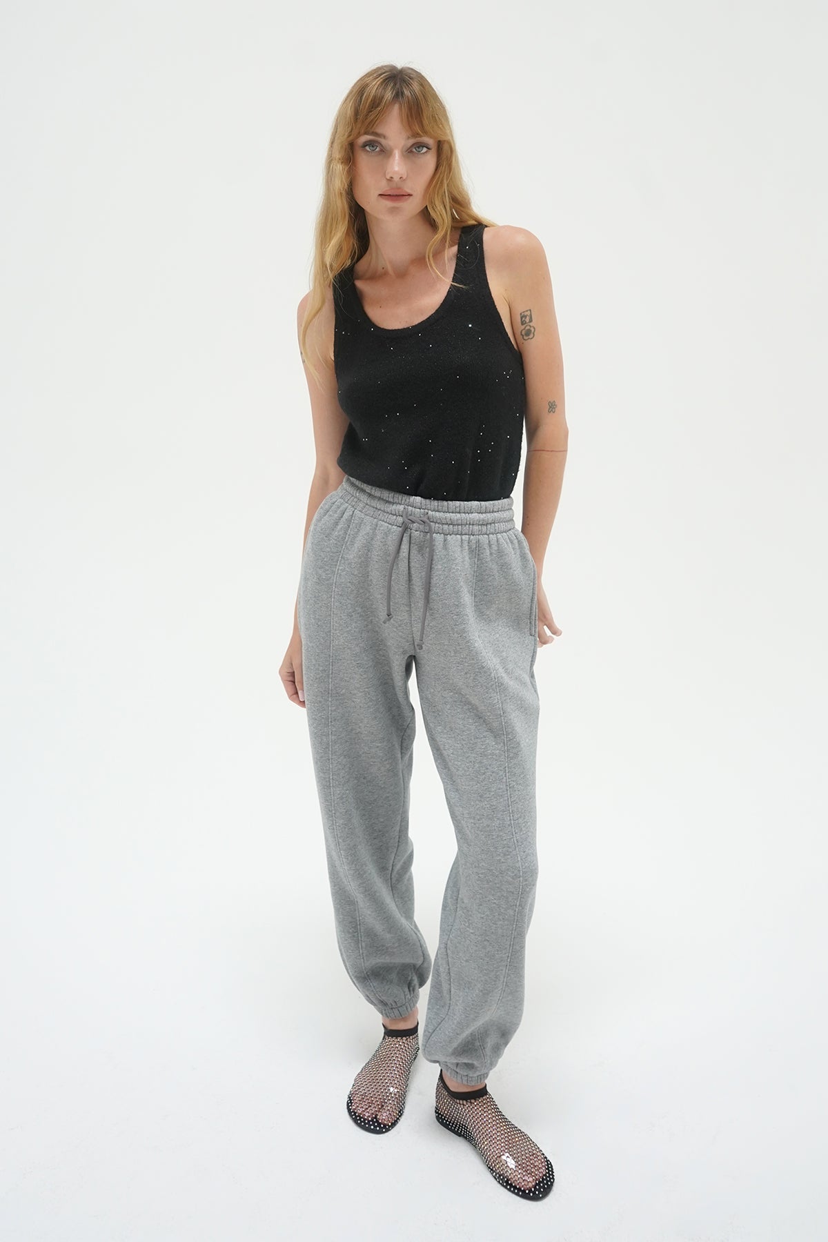 LNA Clothing - Audra sparkle tank in black