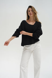 LNA Angle V neck Sweater in black