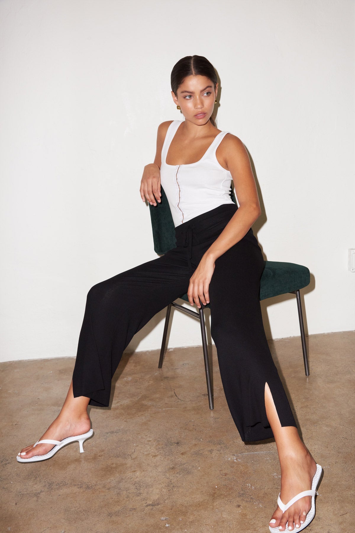 LNA Black Ribbed Kismet Pant