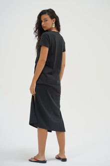 LNA Easy Cotton Tee Dress in black.