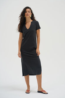 LNA Easy Cotton Tee Dress in black.
